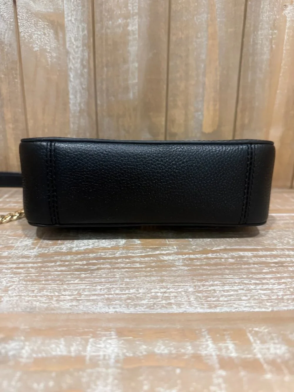 Michael Kors Wanda Crossbody Bag Black Pebbled Leather Structured Chain Strap